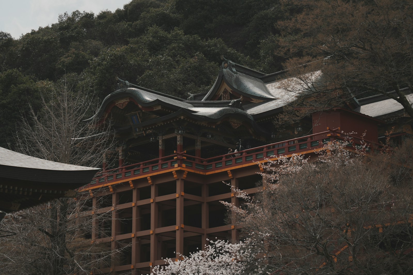 A traditional Japanese temple on a hillside